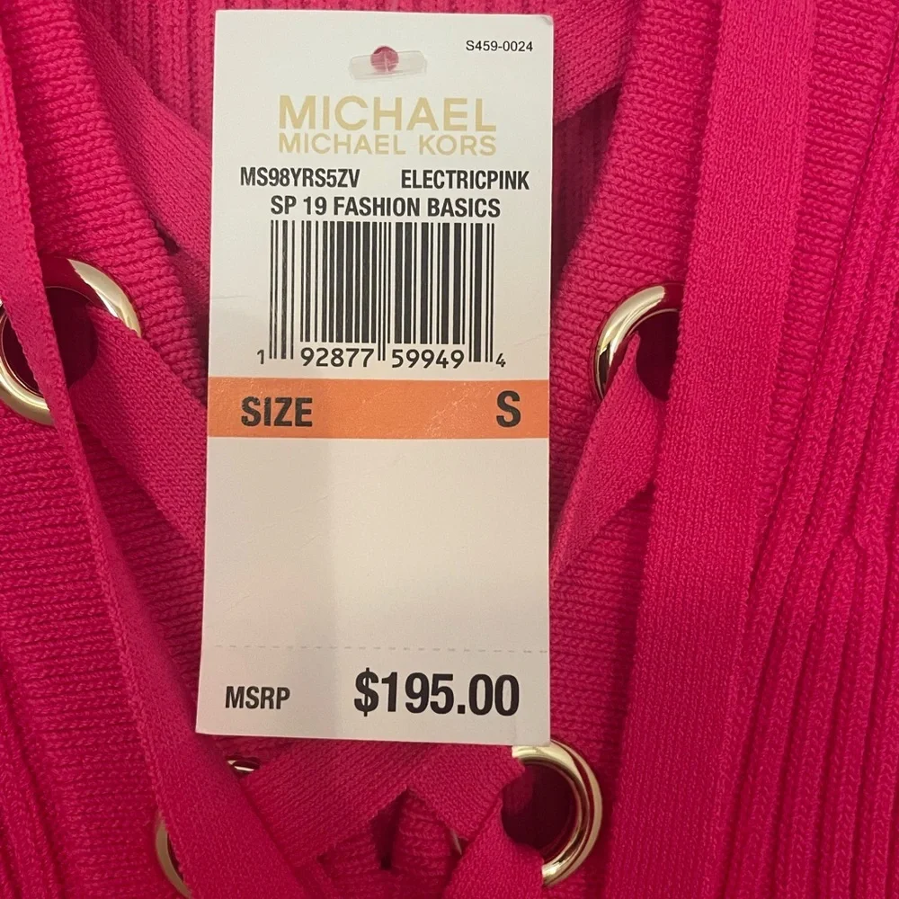 NWT Michael Kors Barbiecore Pink Preppy Bodycon Dress Size S.